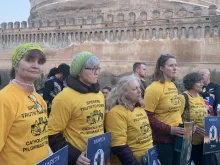 Catholic Worker Movement women at sexual abuse victims' vigil in Rome Feb. 21, 2019. 