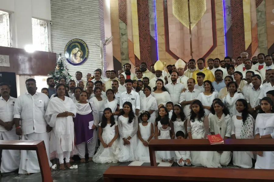 Sajith Joseph and others after being received into the Church at St. Mary's Cathedral in Punalur, Dec. 21, 2019. Courtesy photo.?w=200&h=150