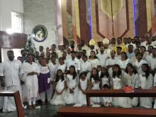 Sajith Joseph and others after being received into the Church at St. Mary's Cathedral in Punalur, Dec. 21, 2019. Courtesy photo.