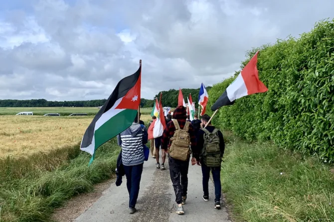 Catholics from Syria and Iraq walk the Chartres pilgrimage June 10 2019 Credit Courtney GroganCNA