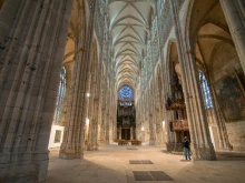 The nave of Saint-Ouen Abbey in Rouen, Normandy, France.