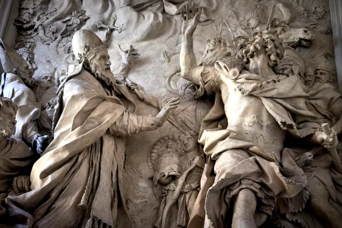 Chalk model with Pope Leo I stopping the invader Attila the Hun from Oratory of St Philip Neri main hall CreditFrancesco Cantone  Shutterstock