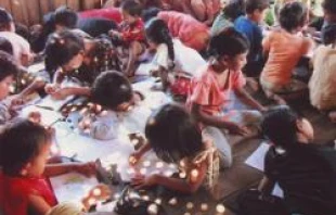 Children in eastern Shan Burma Study on the Floor. Courtesy of the International Theological Institute.