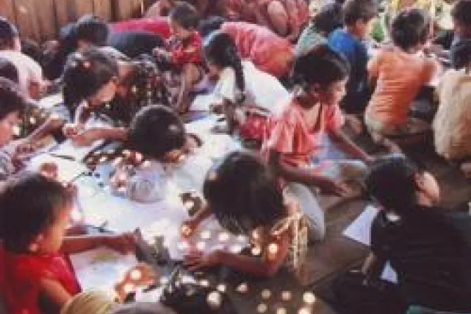 Children in eastern Shan  Burma Study on the Floor Courtesy International Theological Institute CNA World Catholic News 2 8 12
