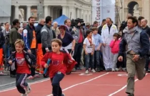 Children run during a Vatican sports event on Oct. 20, 2013.   Lauren Cater/CNA.