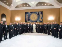 Pope Francis meets with Chilean bishops in Rome, May 2018. 