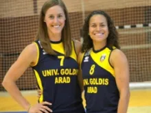 Christina Wirth (Left) and Jennifer Risper currently play professional basketball in Romania. 