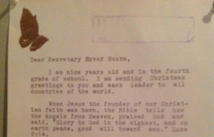 Christmas letter from an American girl to Enver Hoxha at the