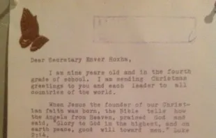 Christmas letter from an American girl to Enver Hoxha at the  