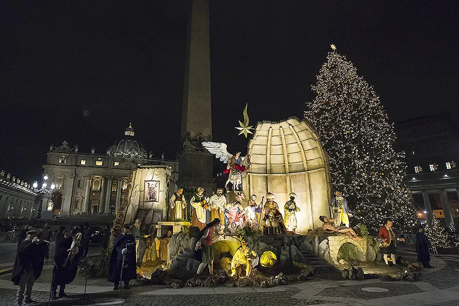 Christmas tree and Navity scene in St. Peter's Square on Dec. 7, 2017. ?w=200&h=150