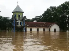 Church submerged in flood waters in Myanmar in Aug 2015. 