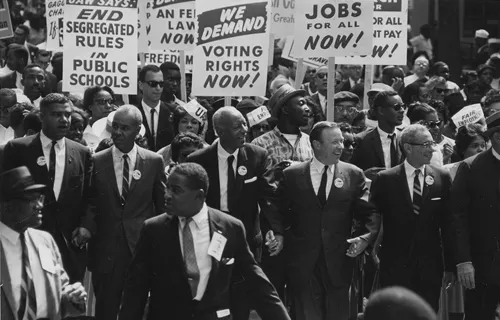 Civil Rights Leaders march from the Washington Monument to the Lincoln Memorial on Aug. 28, 1963. Courtesy of the National Archives and Records Administration?w=200&h=150