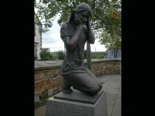 Claudy bombing memorial statue created by sculptor Elizabeth McLaughlin