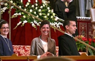 Clemence Figeac prepares to read during Pope Francis' Pentecost Mass June 8, 2014. Photo courtesy of Clemence Figeac.
