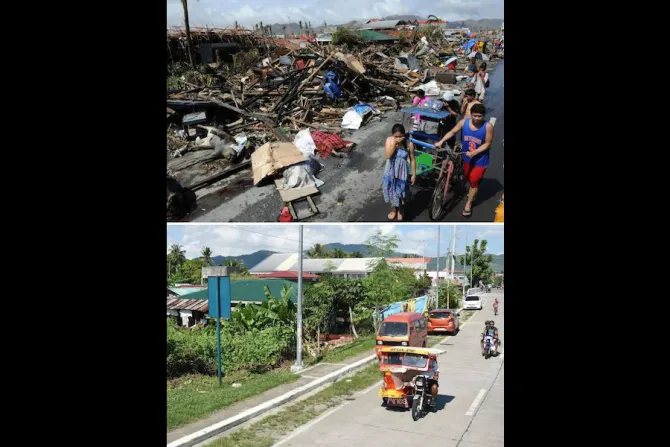Combo photo of the Philippines in November 2013 top November 2018 Credit Ted Aljibe  AFP  Getty Imag