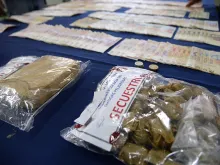 Confiscated drugs and money in Argentina. 