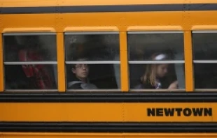 Children return to school Dec. 18, 2012 four days after the attack in Newtown, Conn.   John Moore/Getty Images News/Getty Images.