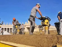 Construction begins on 2018 Vatican Nativity scene. 