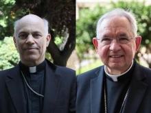 Archbishop Salvatore Cordileone of San Francisco (left) and Archbishop Jose Gomez of Los Angeles (right)