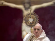 Eucharistic adoration following the pope's Corpus Christi Mass June 14, 2020.
