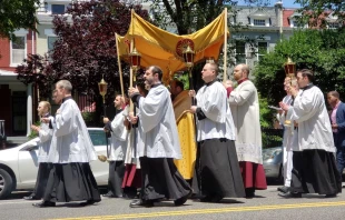 Corpus Christi procession in downtown Washington DC.   Deirdre McQuade.