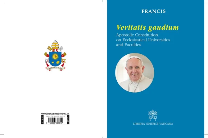 Cover for Pope Francis apostolic constitution Veritatis Gaudium Credit Vatican Media CNA
