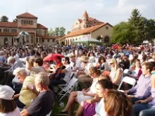 Crowds gather at the John Paul II Center in Denver to celebrate and remember the 20th annniversary of the 1993 World Youth Day Aug 15, 2013. 