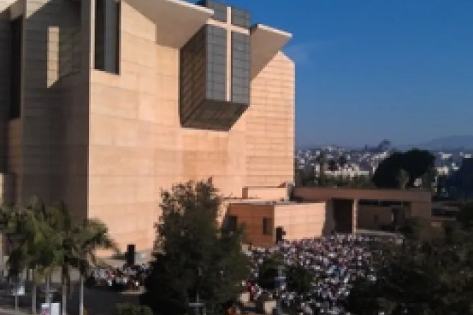 Crowds seated in front of the Cathedral of Our Lady of the Angels listen during the LA prayer breakfast Credit Archdiocese of Los Angeles CNA US Catholic News 9 18 12