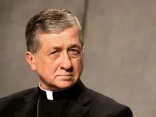 Cardinal Blase Cupich at a Vatican press conference ahead of the meeting of the heads of the world's bishops' conferences. Feb. 18, 2019. 