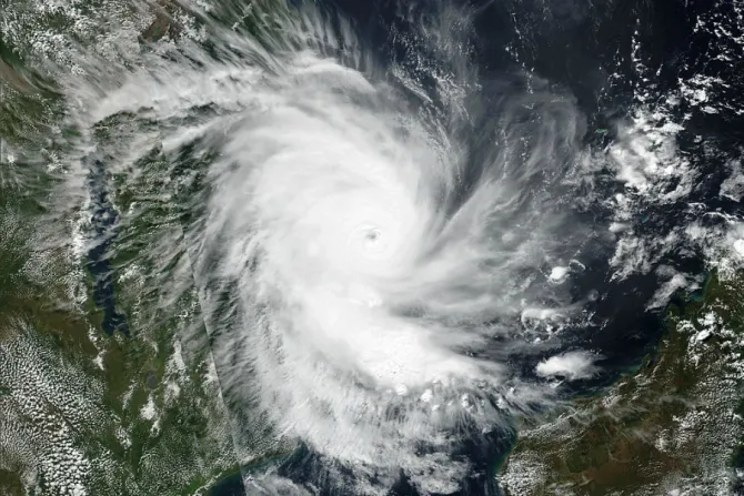 Cyclone Kenneth before landfall just east of Pemba as a Category 2 tropical cyclone on April 25 2019 Credit NASA public domain