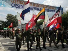 A multi-national military group participates in a pilgrimage for peace to the shrine of Our Lady of Czestochowa, Aug. 14, 2016. 
