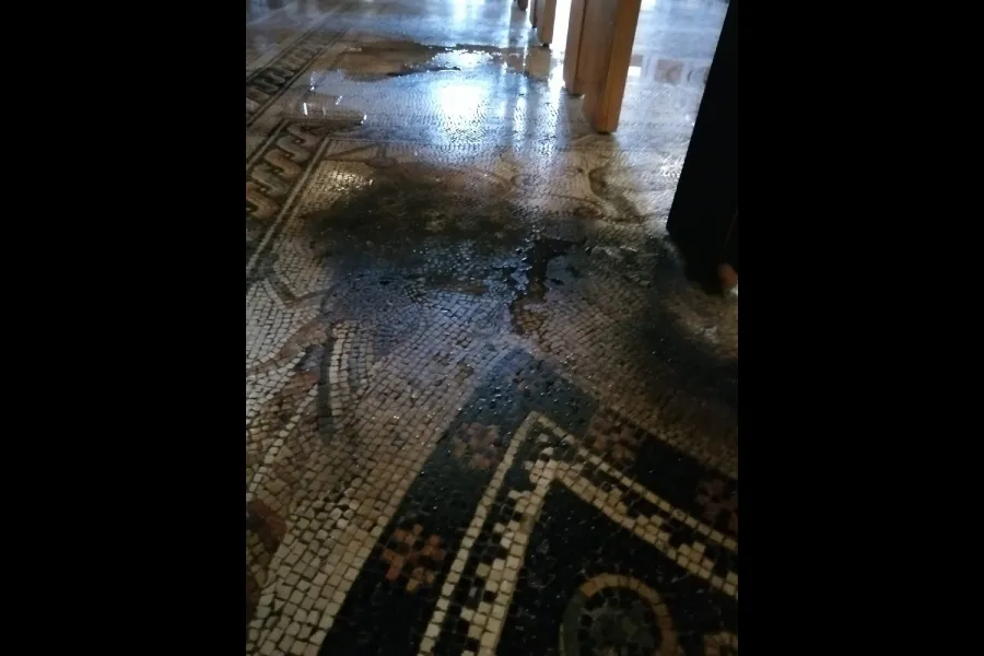 Damage inside the Church of All Nations in Jerusalem from a Dec. 4, 2020 arson attack. Photo courtesy of the Latin Patriarchate of Jerusalem.?w=200&h=150