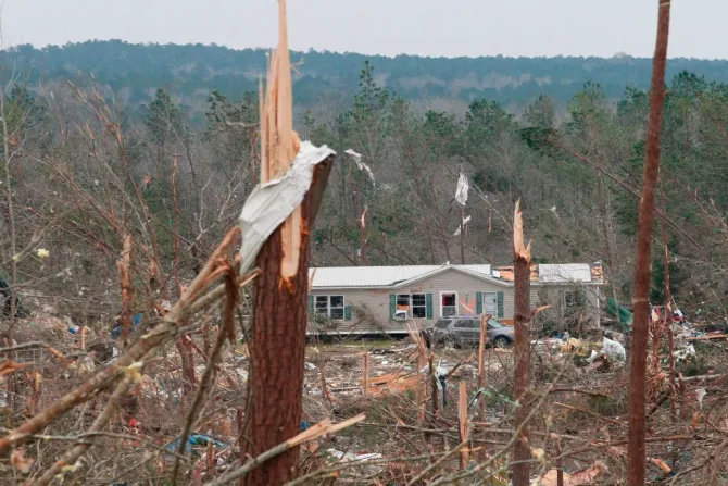 Damage is seen from a tornado which killed at least 23 people in Beauregard Ala March 4 2019 Credit Tami Chappell  AFP Getty Images