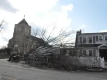 A downed tree outside of St. Francis Catholic Church in Henryville, Ind. 