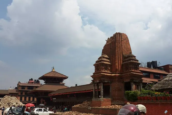 Damaged temples in Bhaktapur Nepal Photo Courtesy of Nepal Jesuits Society CNA 4 28 15