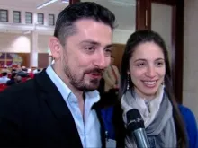 Dan and Julia Calinescu speak with CNA during a May 3, 2014 international prolife leaders conference in Rome 