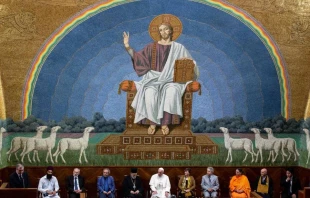 Pope Francis speaks at an inter-religious event Oct. 31 at the Pontifical Lateran University.   Daniel Ibanez / CNA.