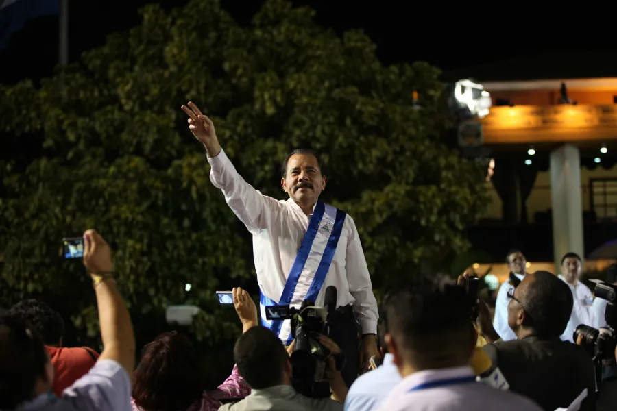 Daniel Ortega celebrates his re-inauguration as president of Nicaragua, Jan. 10, 2012.?w=200&h=150