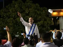 Daniel Ortega celebrates his re-inauguration as president of Nicaragua, Jan. 10, 2012.