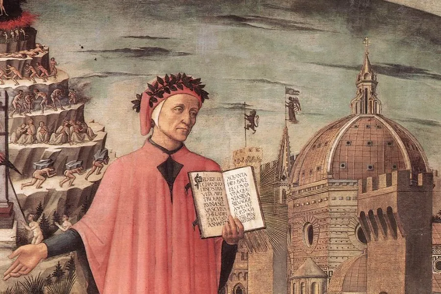 Italian poet Dante Alighieri (c. 1265-1321) in a detail from a painting by Domenico di Michelino. Public domain.?w=200&h=150