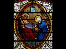 Death of St. Joseph, from the stained glass at St Martin parish in Florac, France.