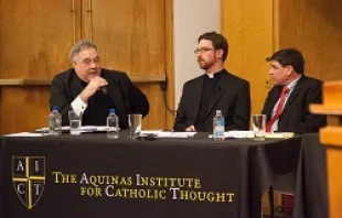 The debate was hosted by the Aquinas Institute for Catholic Thought on Jan. 28, 2012.   St. Thomas Aquinas Catholic Center.