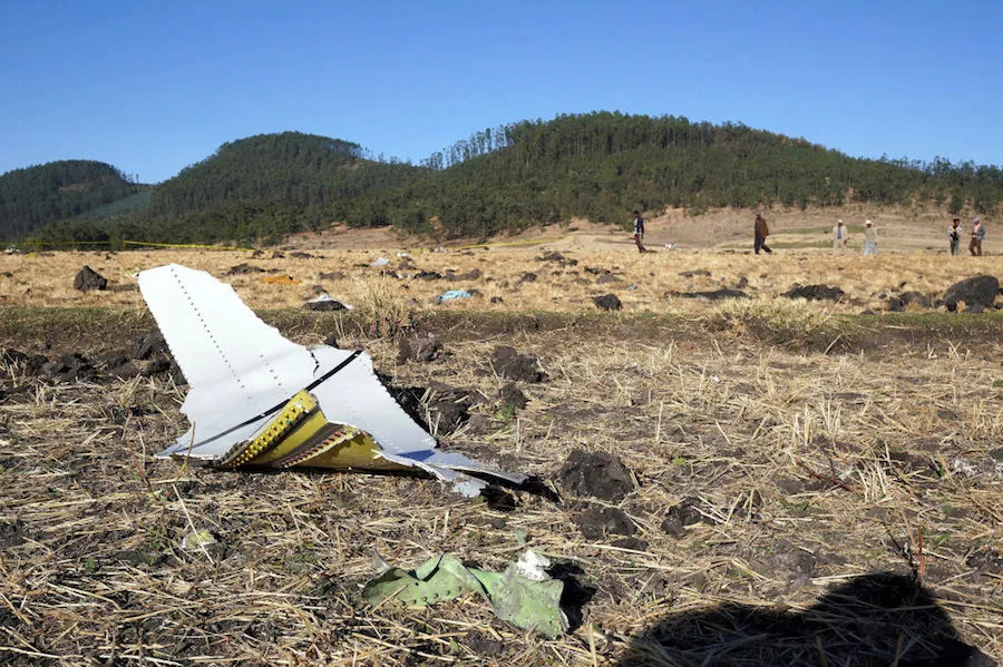 Debris in a field after Ethiopian Airlines Flight 302 crashed shortly after takeoff March 10, 2019. ?w=200&h=150