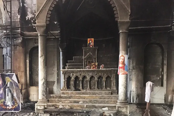 Destroyed church Credit Humanitarian Nineveh Relief Organization CNA