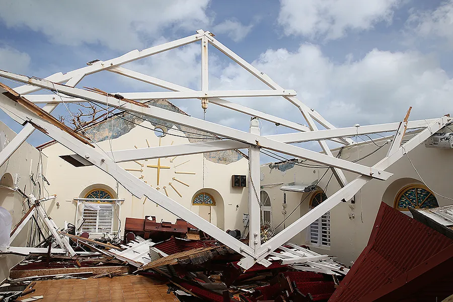 Destroyed church in Marigot, Saint Martin days after this Caribbean island sustained extensive damage after the passing of Hurricane Irma on September 12, 2017. ?w=200&h=150