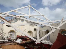 Destroyed church in Marigot, Saint Martin days after this Caribbean island sustained extensive damage after the passing of Hurricane Irma on September 12, 2017. 