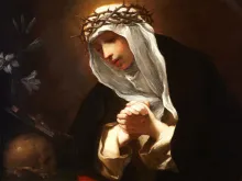 Detail from Saint Catherine of Siena, from the circle of Baldassare Francheschini (17th century).