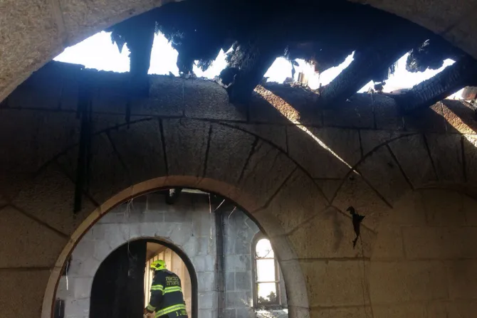 Devastation 1 from an arson attack on the Catholic Church of the Multiplication in Tabgha Israel Credit Latin Patriarchate of Jerusalem CNA 6 19 15