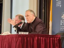 Cardinal Daniel DiNadro and Catholic University president John Garvey at the Role of the Laity in Responding to the Crisis conference, Feb. 6, 2019. Courtesy photo.