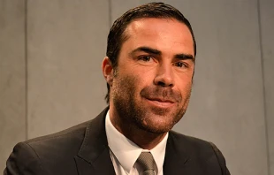 Director Rene Brülhart gives the Vatican Financial Information Authority's Annual Report at the Vatican Press Office, May 19, 2014.   Daniel Ibáñez/CNA.